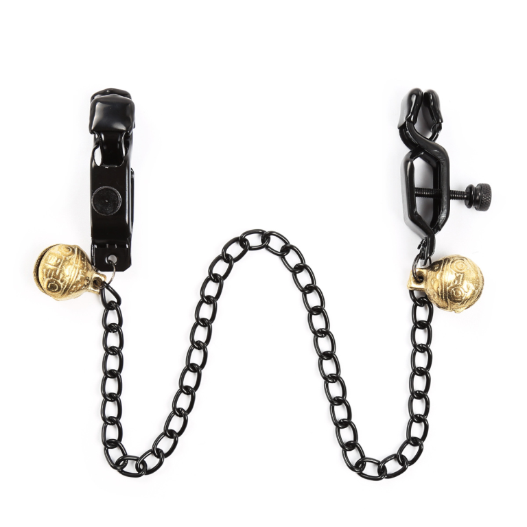Chain nipple clamps adjustable black clamps iron chain toys duckbill flat wide adult products