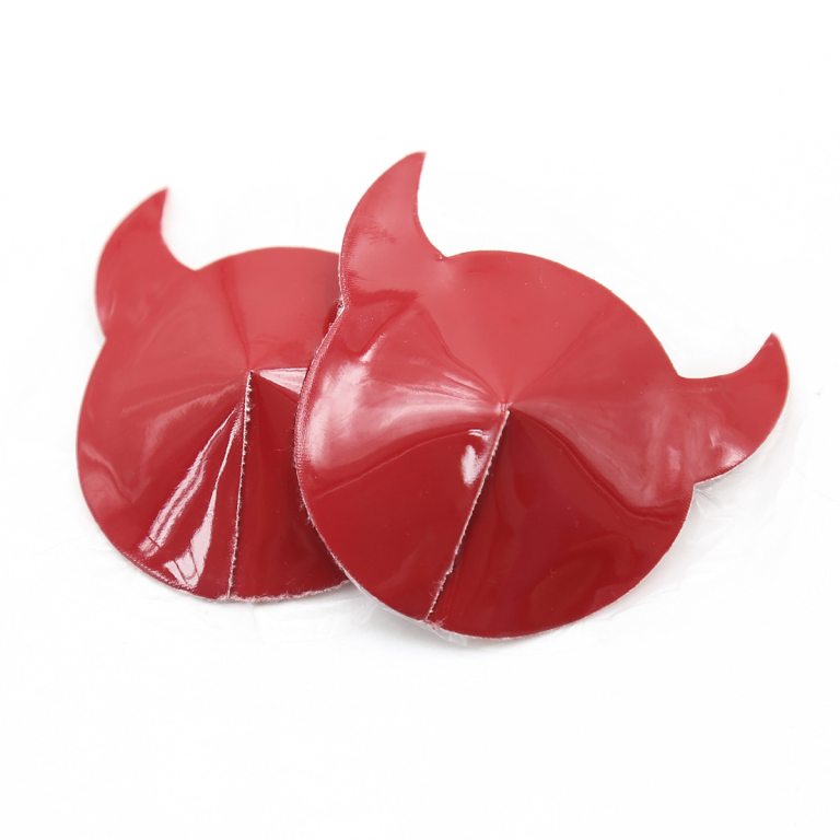 Anti-exposure sexy devil nipple stickers red round silicone horn chest stickers - Image 4