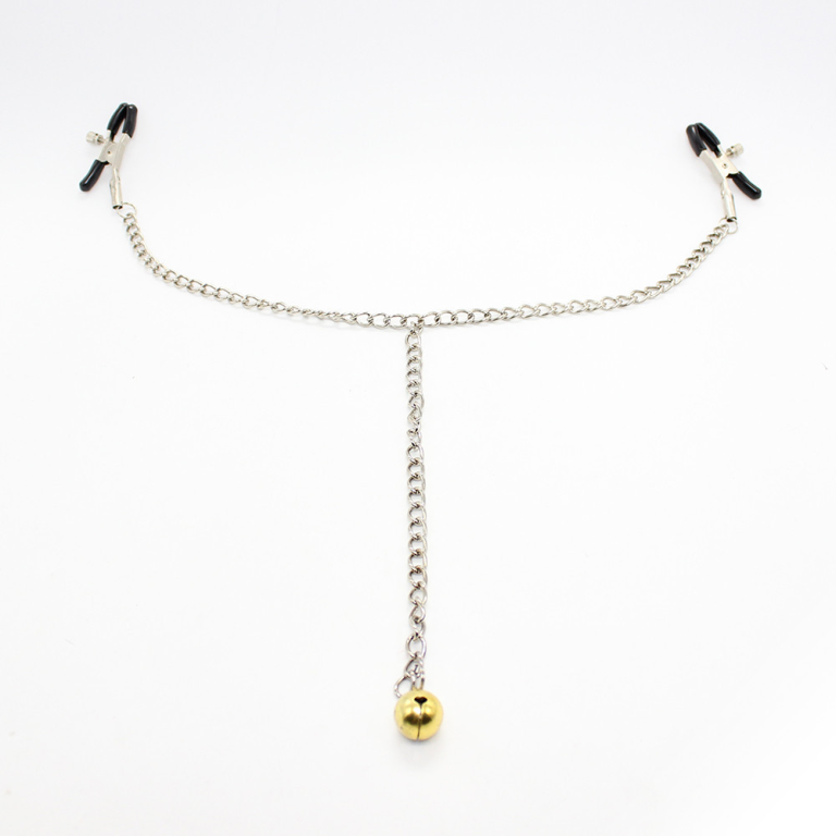 Adult products punk style accessories metal chain bell nipple clamps couples alternative flirting and training toys