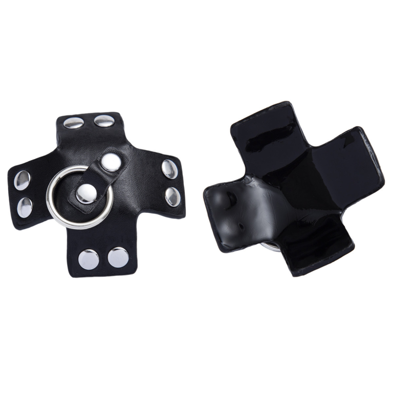 Gender products leather black nipple stickers iron rings silicone sticky adult chest PU tough gay leather traction stickers - Image 4