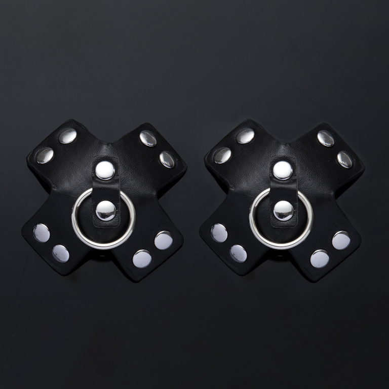 Gender products leather black nipple stickers iron rings silicone sticky adult chest PU tough gay leather traction stickers - Image 6