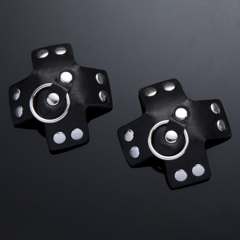 Gender products leather black nipple stickers iron rings silicone sticky adult chest PU tough gay leather traction stickers - Image 8