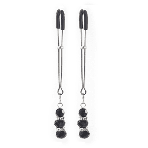 Gold Nipple Clamps Adjustable - Diamond Accent Breast Teasers - Flirty Nipple Jewelry