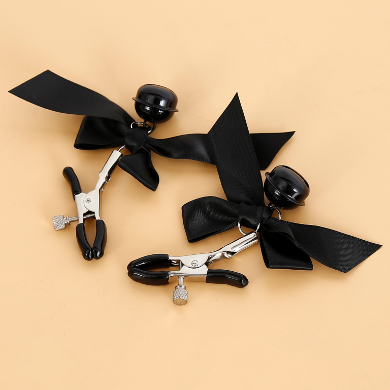 New sexy adult bow bell nipple clamp props pink female bondage products breasts cute clamps - Image 5