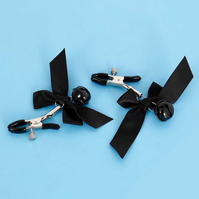 New sexy adult bow bell nipple clamp props pink female bondage products breasts cute clamps