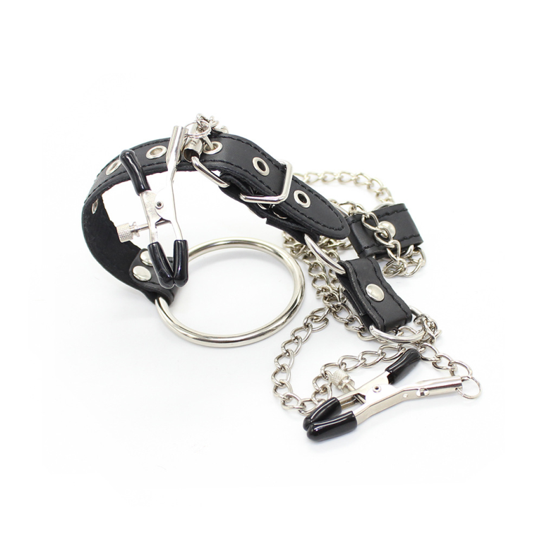 Adult sexy sex products chain nipple clamps JJ rings men's bondage training props - Image 7