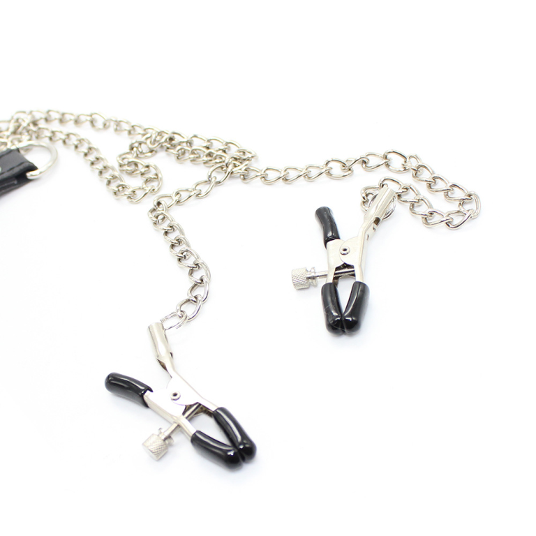 Adult sexy sex products chain nipple clamps JJ rings men's bondage training props - Image 9