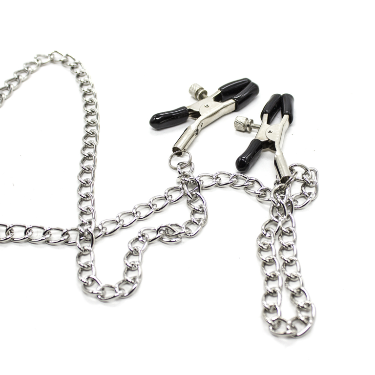 Adult sexy sex products chain nipple clamps JJ rings men's bondage training props - Image 12