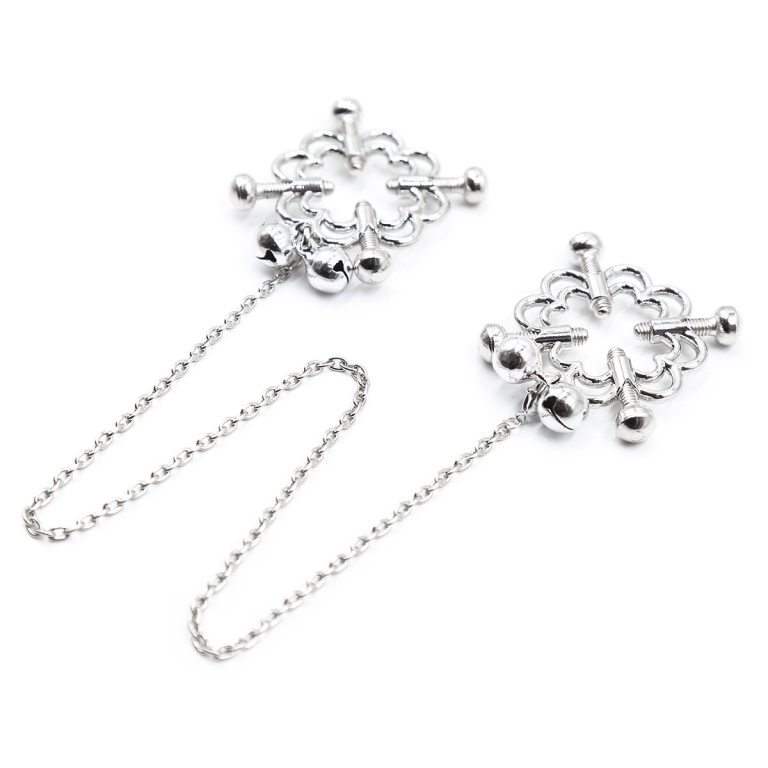 Wholesale sexy nipple clamps flower-shaped nipple clamps sexy flirting adjustable nipple clamps double bell chain nipple clamps sexy nipple stickers - Image 4