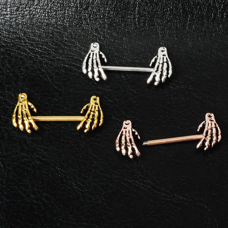 Electroplating Skull Hand Nipple Stainless Steel Puncture Jewelry Nipple Ring Electroplating Nipple Ring Clip - Image 4