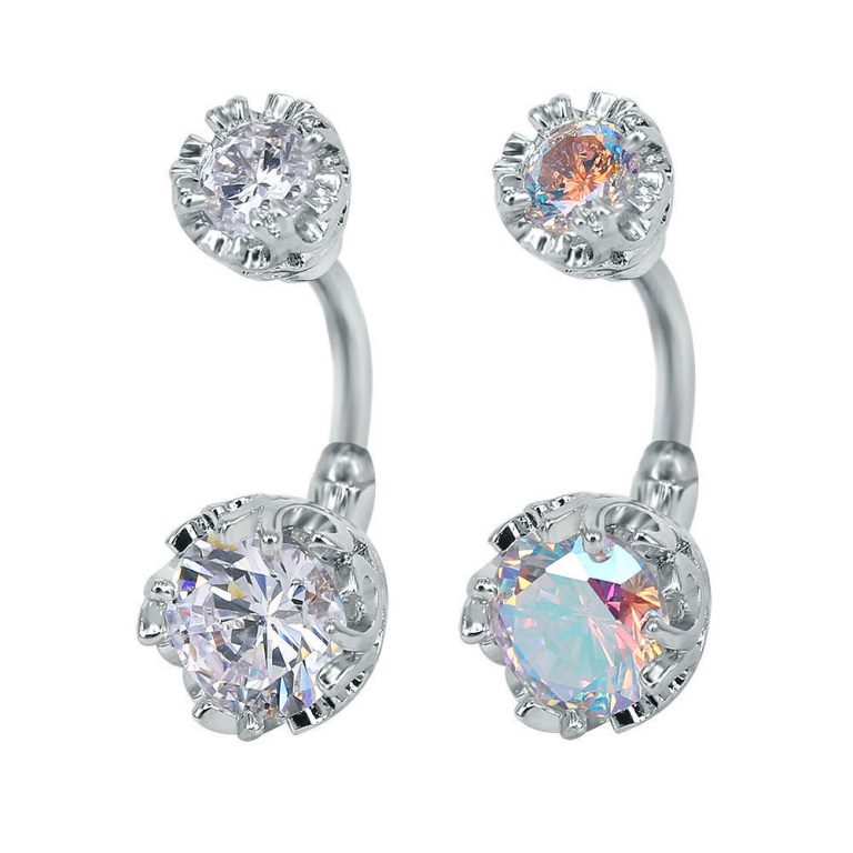 Europe and the United States new puncture jewelry round zircon belly button ring belly button nail - Image 3