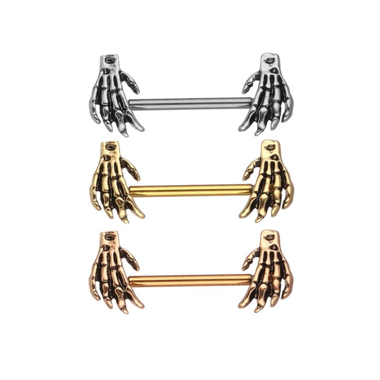 Electroplating Skull Hand Nipple Stainless Steel Puncture Jewelry Nipple Ring Electroplating Nipple Ring Clip