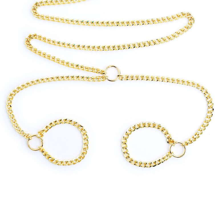 Iron chain toy hand and neck sleeve, handcuffs, female sex toys, hand binding, adult toy gold chain - Image 3