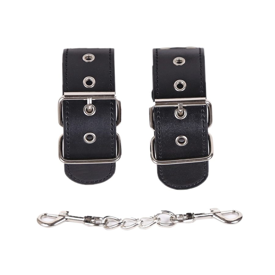 Sexy bondage iron chain bondage leather toys tied hand flirting adult products red neck cuffs men's equipment