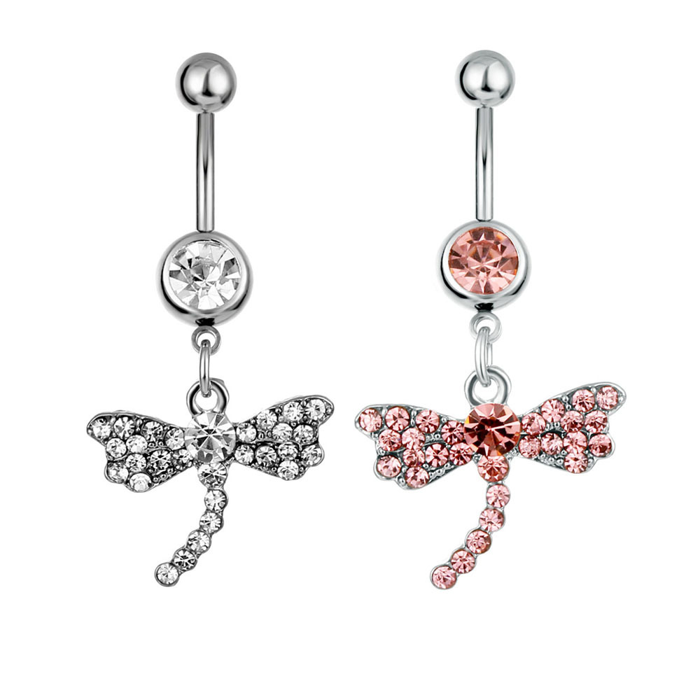 puncture jewelry Dragonfly animal navel ring European and American diamond-embedded navel nail