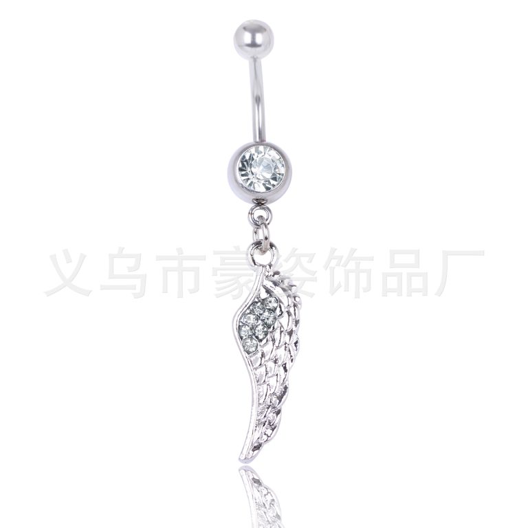 European and American diamond piercing jewelry feather navel ring wings navel nail navel buckle - Image 7