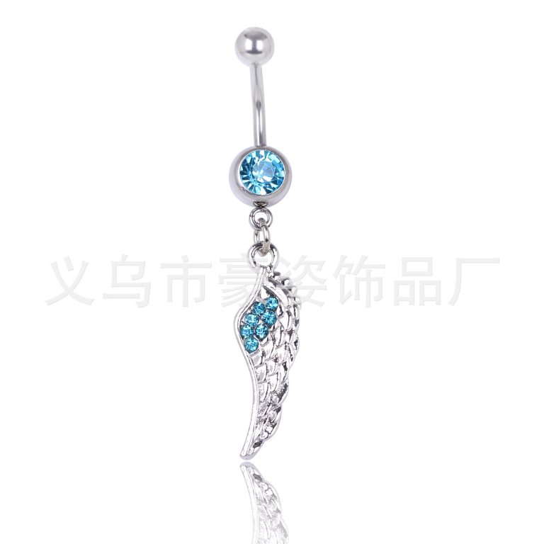 European and American diamond piercing jewelry feather navel ring wings navel nail navel buckle - Image 9
