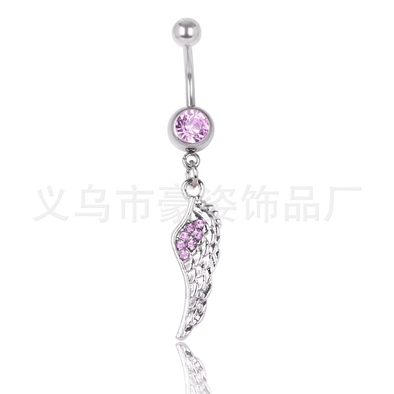 European and American diamond piercing jewelry feather navel ring wings navel nail navel buckle - Image 8