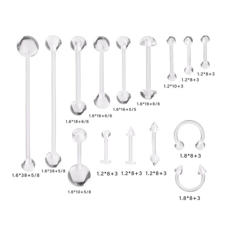 Amazon best selling new acrylic soft bar tongue nail belly button ring lip nail eyebrow nail ear bone nail 15 set - Image 4