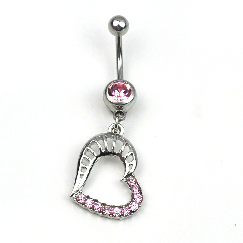 selling body piercing jewelry alloy inlaid rhinestone heart-shaped navel ring navel hot selling navel nail  lot - Image 3