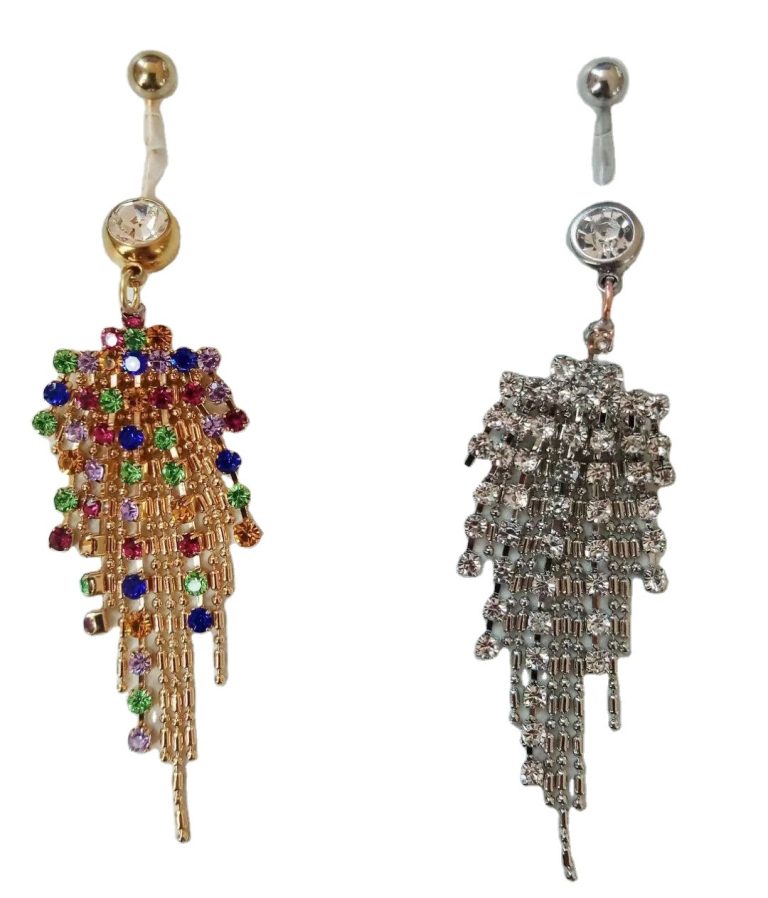Direct Supply  stainless steel puncture jewelry long tassel diamond-embedded navel ring European and American fashion navel buckle - Image 3