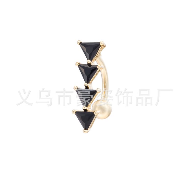Body piercing jewelry  European and American fashion exaggerated punk black piercing navel ring buckle - Image 3
