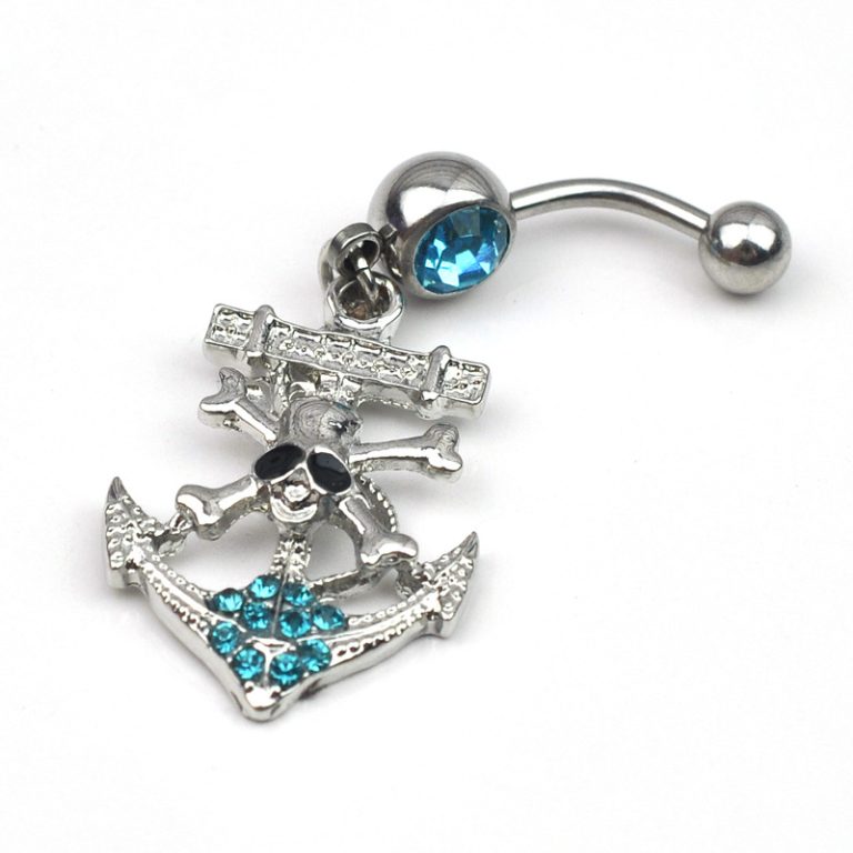 creative jewelry European and American diamond anchor skull navel ring navel nail