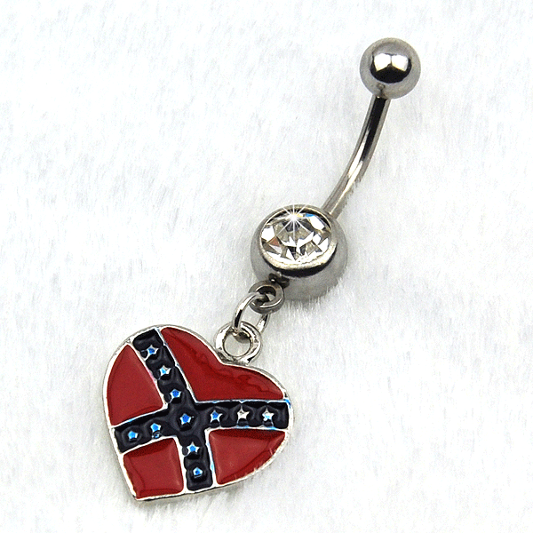human body piercing jewelry dripping oil heart-shaped American flag navel ring navel nail - Image 5