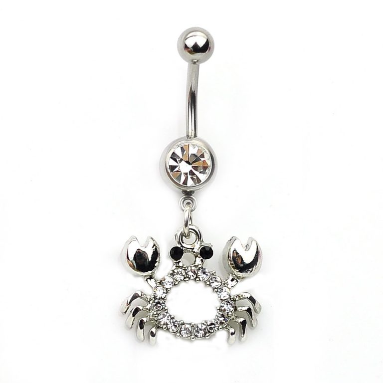 body piercing jewelry crab European and American diamond pendant navel ring navel nail