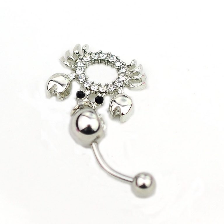 body piercing jewelry crab European and American diamond pendant navel ring navel nail - Image 4