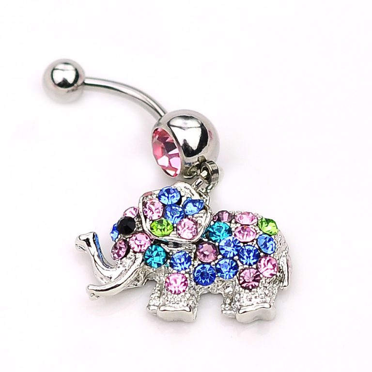 hot selling body piercing jewelry elephant Diamond-embedded navel ring navel nail - Image 3