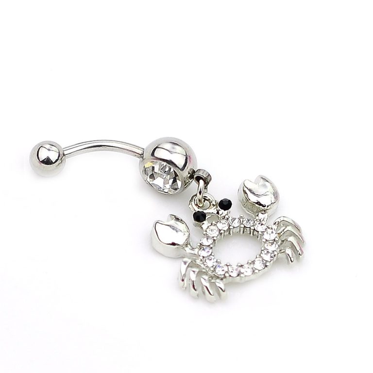 body piercing jewelry crab European and American diamond pendant navel ring navel nail - Image 3
