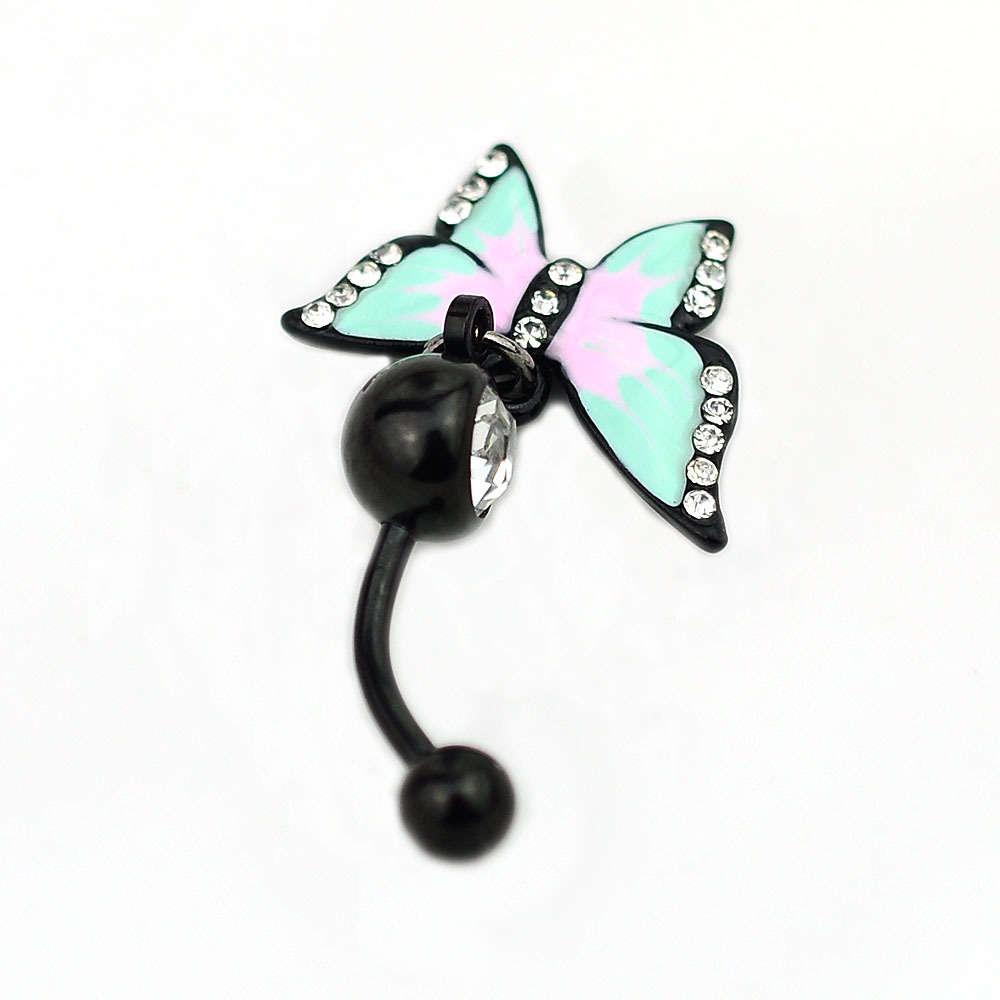 creative jewelry spray paint drop oil alloy bow puncture body puncture navel ring outlet - Image 5