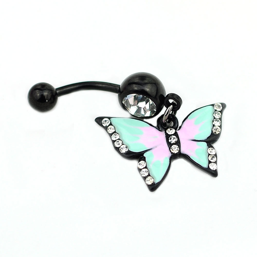 creative jewelry spray paint drop oil alloy bow puncture body puncture navel ring outlet - Image 4