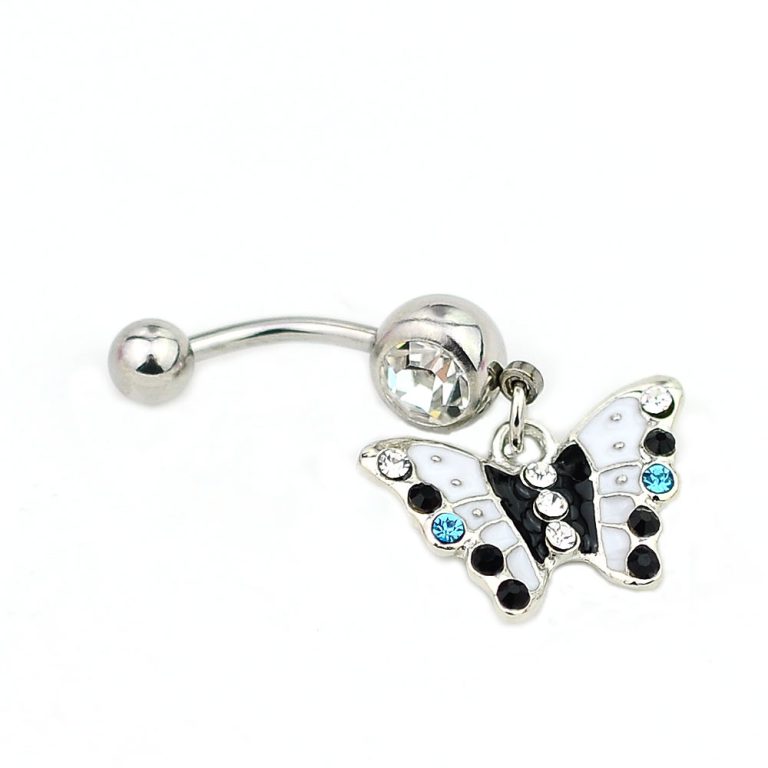 European and American body piercing jewelry dripping oil butterfly pendant navel ring navel nail - Image 4