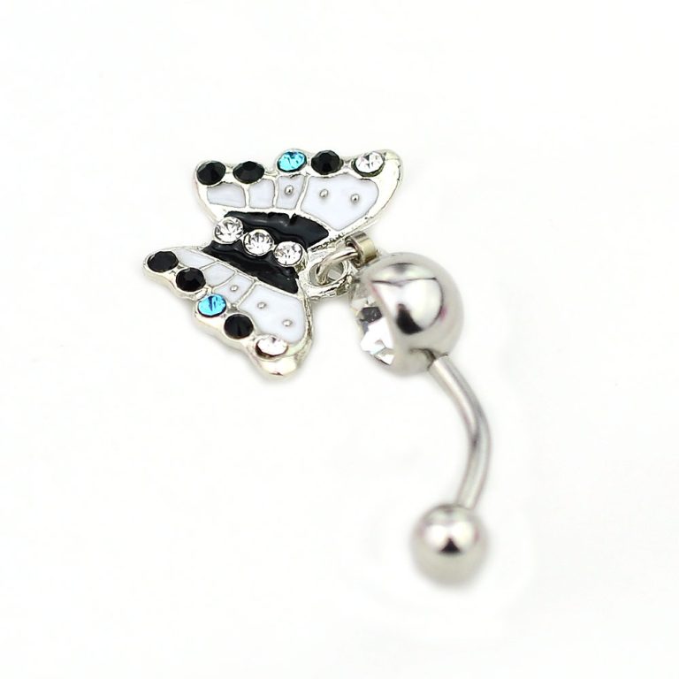 European and American body piercing jewelry dripping oil butterfly pendant navel ring navel nail - Image 3