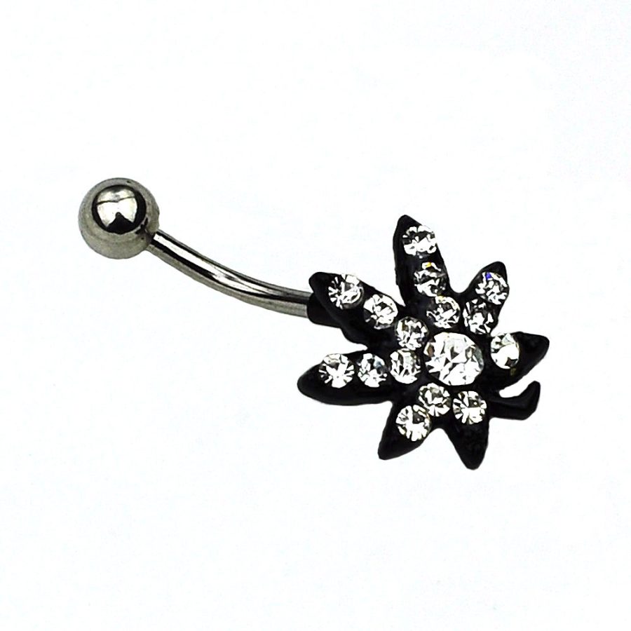 Maple Leaf cuff paint navel ring navel nail creative navel ring jewelry navel nail European and American diamond-embedded navel ornament - Image 2