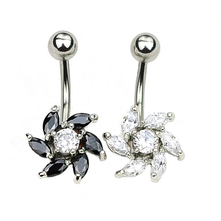 body piercing jewelry inlaid zircon navel ring navel nail black and white two-color belly dance navel ornaments