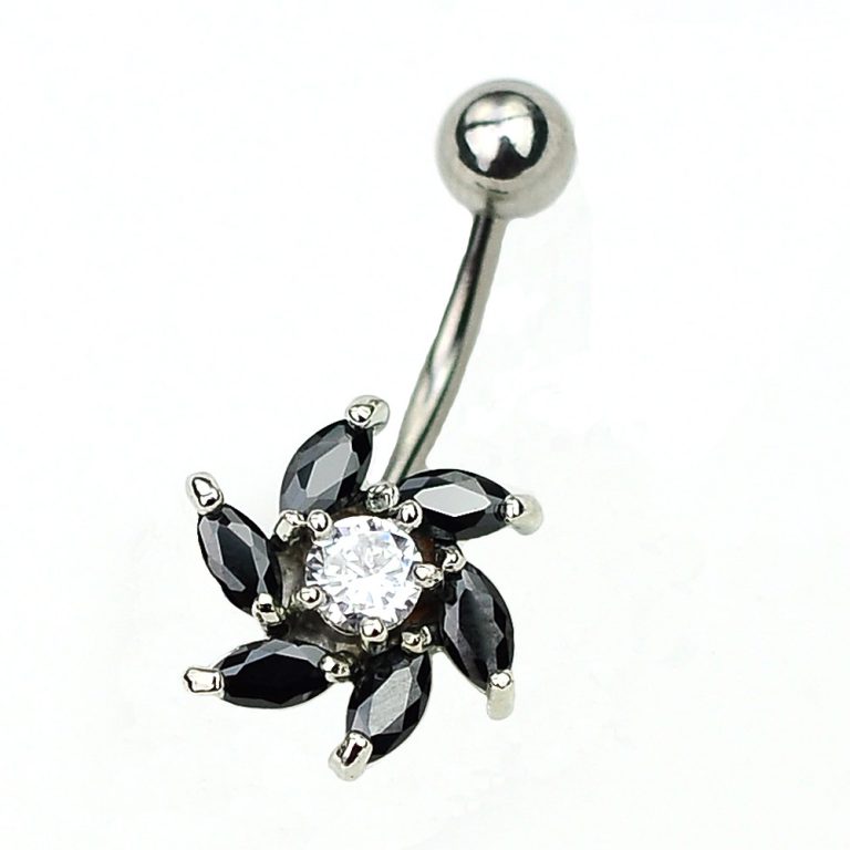 body piercing jewelry inlaid zircon navel ring navel nail black and white two-color belly dance navel ornaments - Image 4