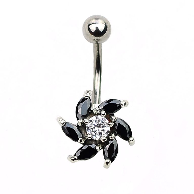 body piercing jewelry inlaid zircon navel ring navel nail black and white two-color belly dance navel ornaments - Image 3