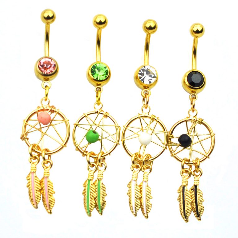 New body piercing jewelry Dreamcatcher navel ring navel nail electroplating golden navel Buckle Small Batch