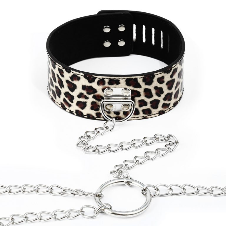 Leopard print neck cover bondage system, couple foreplay, flirting, SM fun products, toys - Image 4