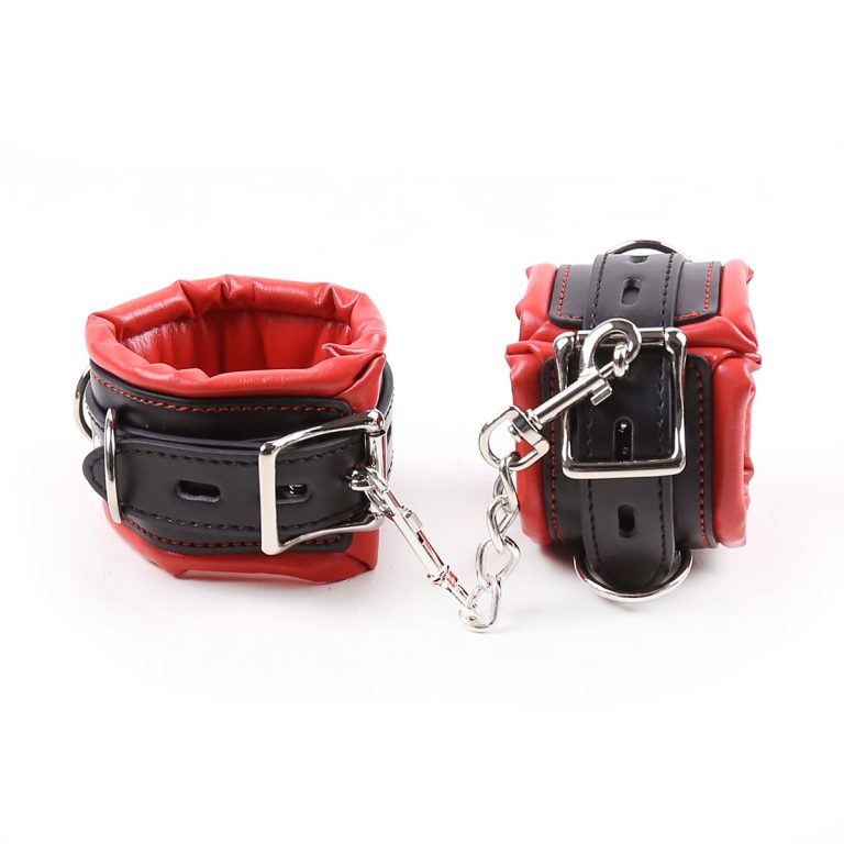 Bound handcuffs, scattered cross iron chain tied hands and feet, red sponge couple props - Image 4