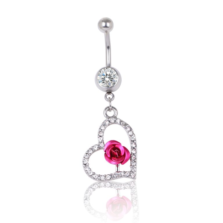European and American puncture creative navel alloy Diamond-embedded peach heart-shaped navel ring navel nail - Image 4