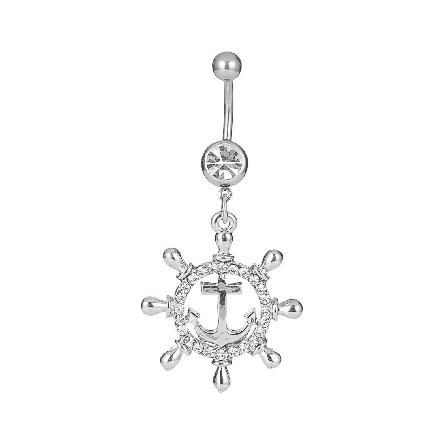 body piercing belly dance jewelry pirate Hook anchor Diamond-embedded navel ring navel nail