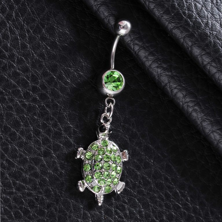 body piercing jewelry European and American diamond turtle animal navel ring - Image 2