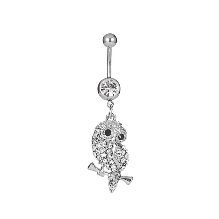 Puncture Foreign Trade Jewelry Owl European And American Diamond-Embedded Navel Ring Navel Nail - Image 3