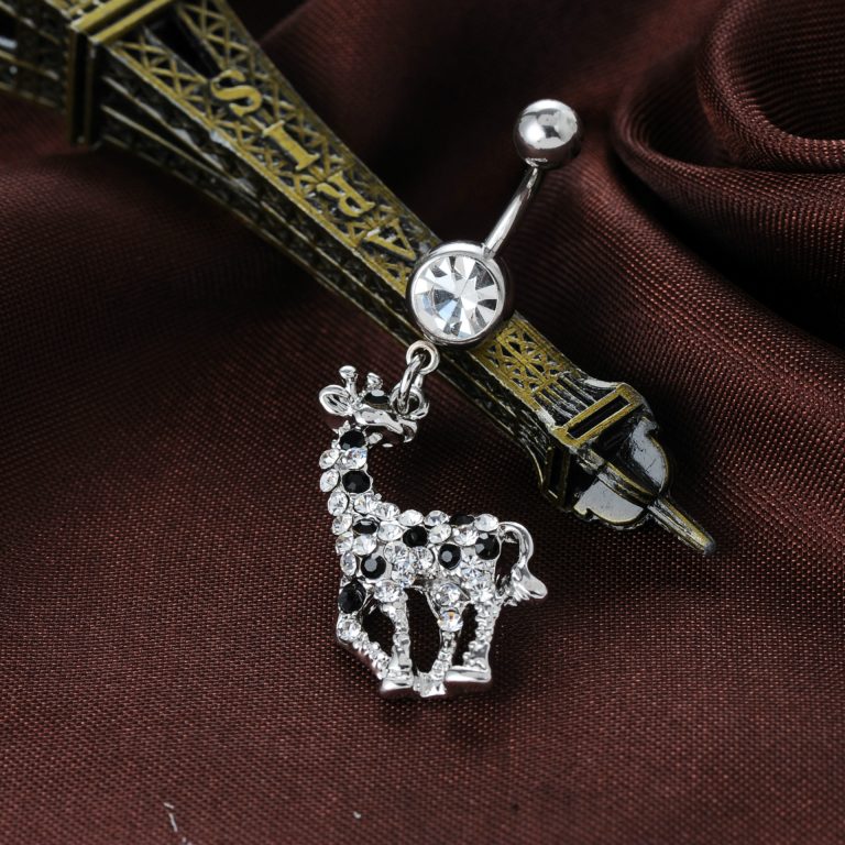 puncture jewelry giraffe navel ring alloy Diamond-embedded navel buckle navel ring navel nail Yiwu - Image 3