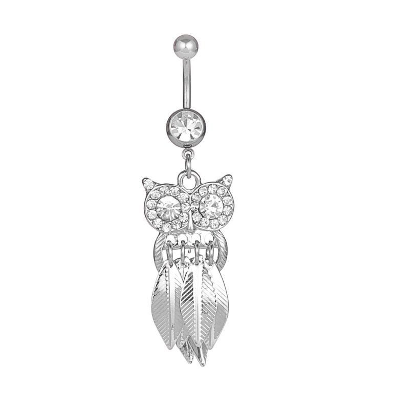 hot sale puncture jewelry diamond owl navel ring leaf navel nail - Image 3
