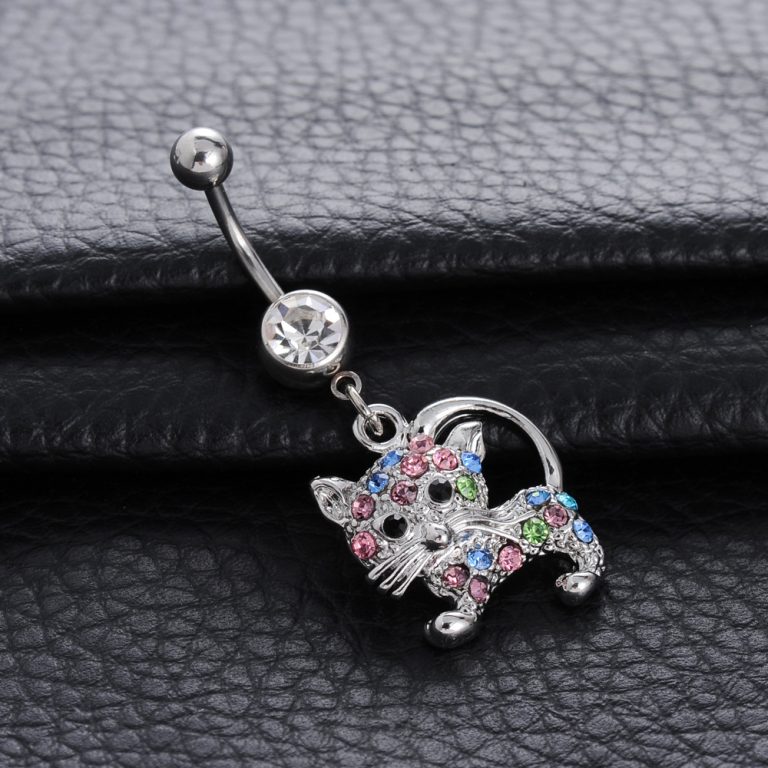 supply alloy cat diamond pendant navel ring navel nail navel ring New Body piercing jewelry - Image 3